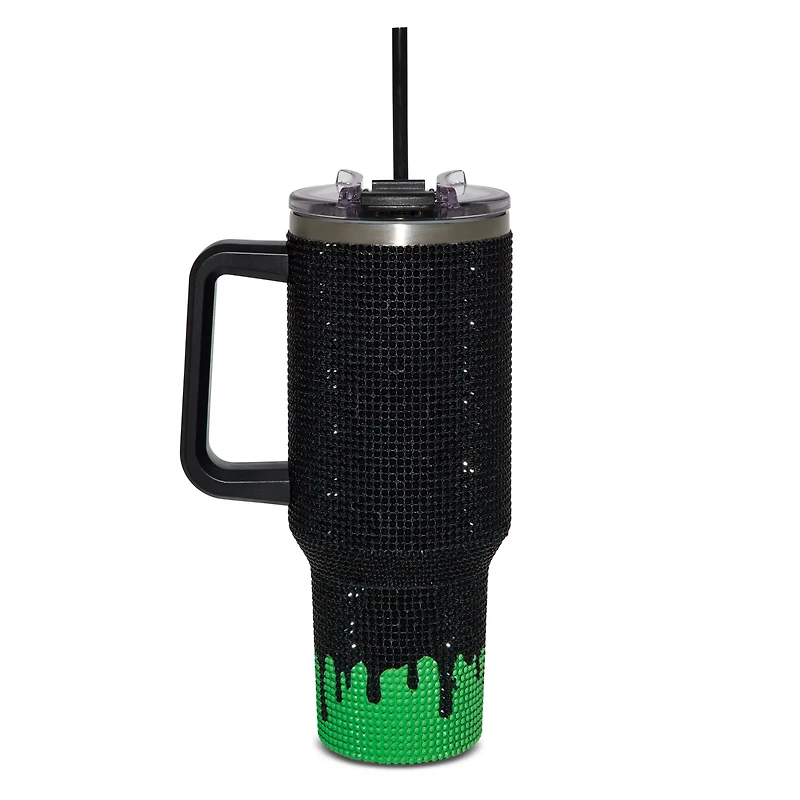 Ghost Face Killin' It Green Rhinestone Travel Tumbler with Straw - 40 oz.