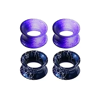 Multi-Pack Silicone Black and Purple Splatter Tunnels - 2 Pair