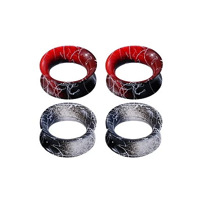 Multi-Pack Silicone Red and Black Splatter Tunnels - 2 Pair