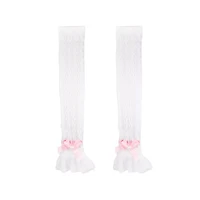 White Pink Bow Leg Warmers