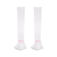 White Pink Bow Leg Warmers