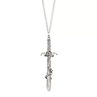 Silvertone Rose Sword Necklace