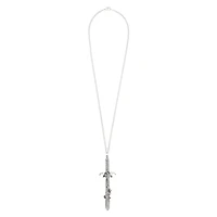 Silvertone Rose Sword Necklace