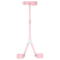 Pink Faux Leather Choker with Wrist Restraints Set - Pleasure Bound