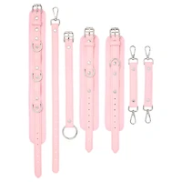 Pink Faux Leather Choker with Wrist Restraints Set - Pleasure Bound