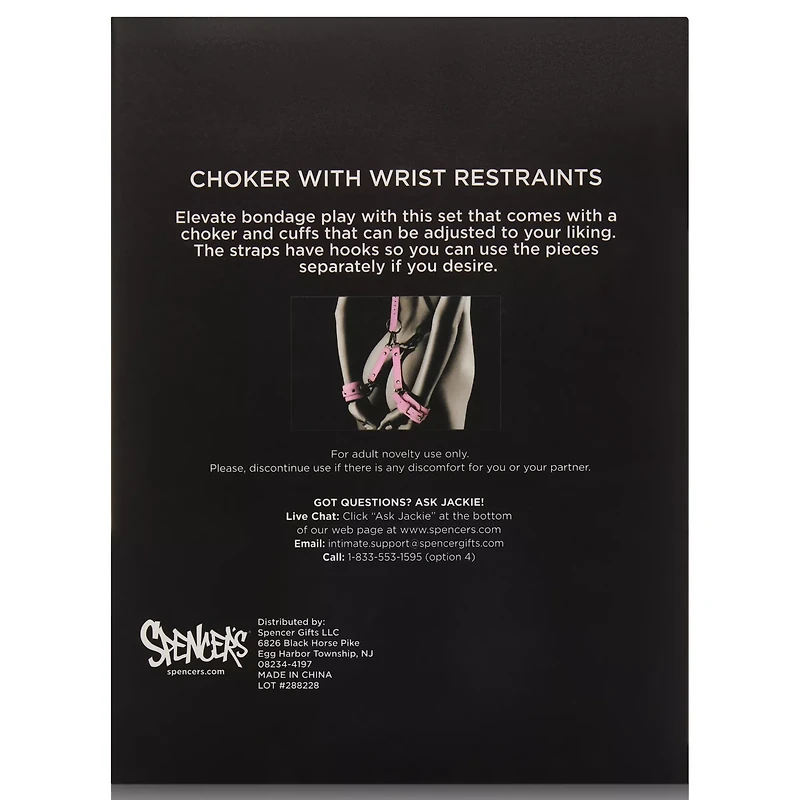 Pink Faux Leather Choker with Wrist Restraints Set - Pleasure Bound