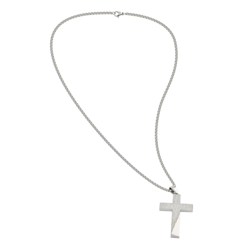 Silvertone Cross Chain Necklace