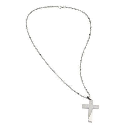 Silvertone Cross Chain Necklace