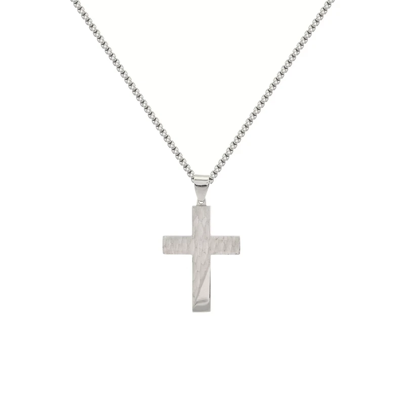Silvertone Cross Chain Necklace