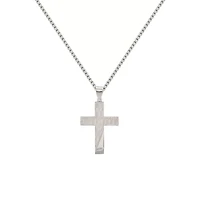 Silvertone Cross Chain Necklace