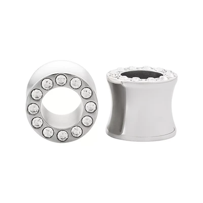 Clear CZ Silver-Plated Tunnels