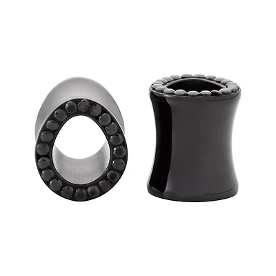 Black CZ Teardrop Tunnels