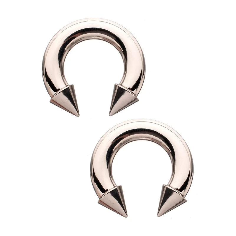 Spike Horseshoe Silver-Tone Rings - 2 Pack