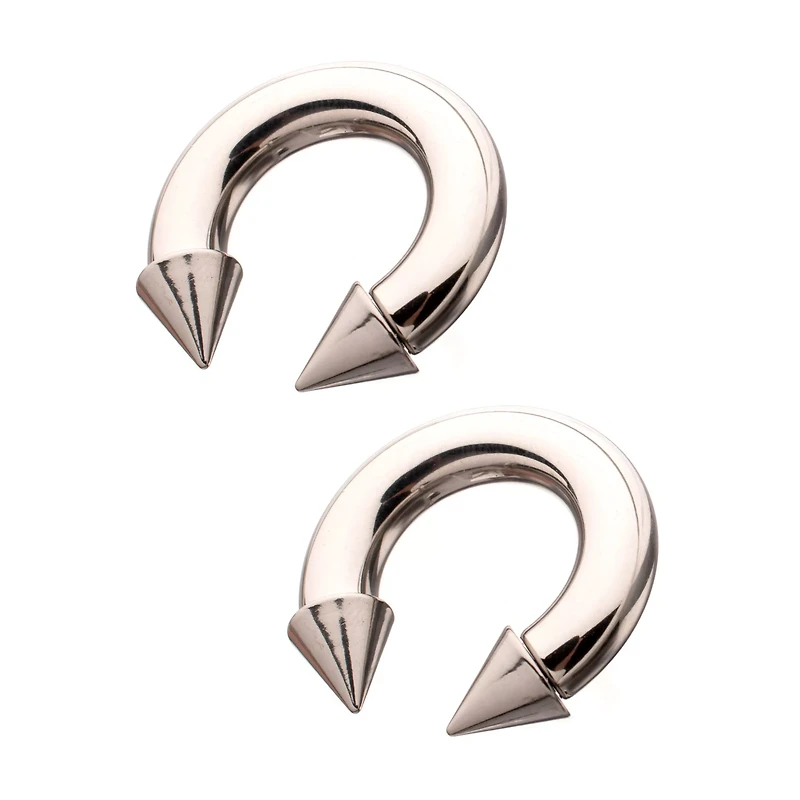 Spike Horseshoe Silver-Tone Rings - 2 Pack