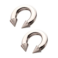 Spike Horseshoe Silver-Tone Rings - 2 Pack
