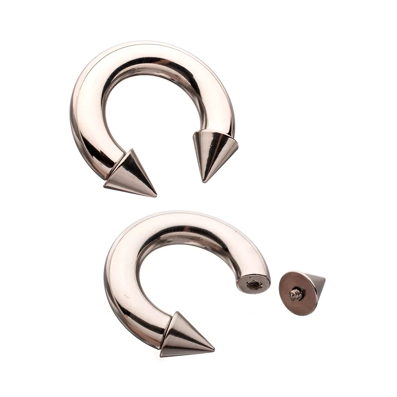 Spike Horseshoe Silver-Tone Rings - 2 Pack