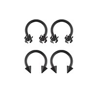 Multi-Pack Spiked Spider Horseshoe Rings 2 Pair - 14 Gauge