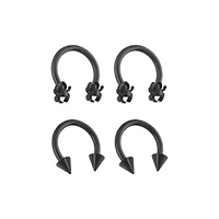 Multi-Pack Spiked Spider Horseshoe Rings 2 Pair - 14 Gauge