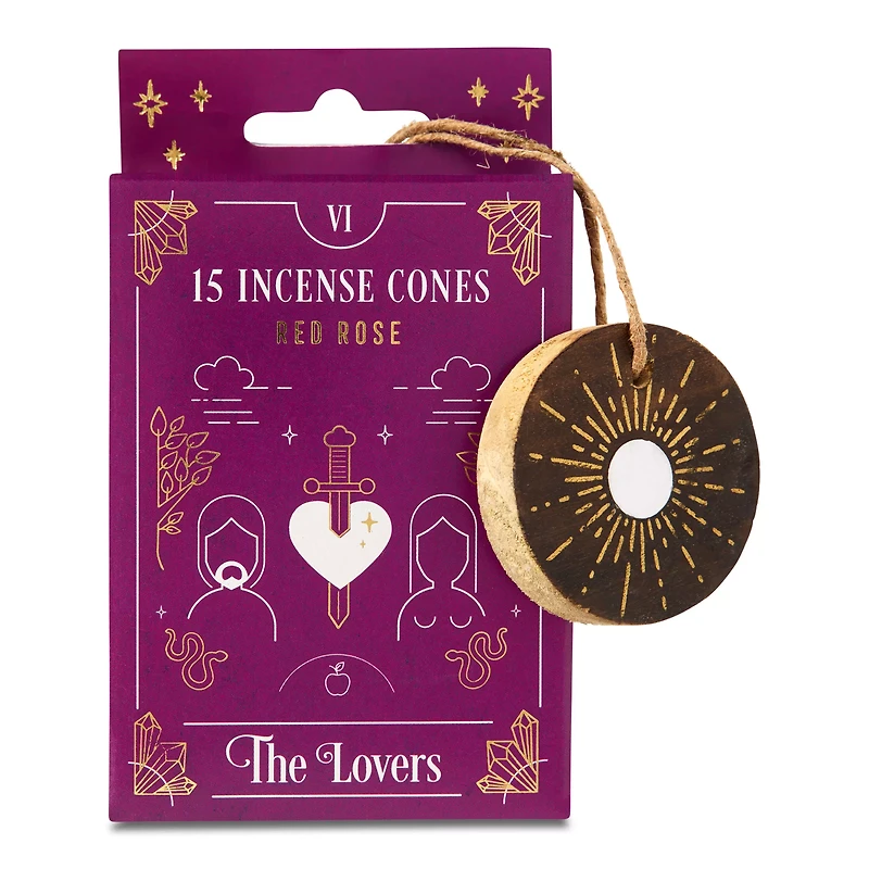 The Lovers Tarot Incense Cones with Burner - 15 Pack