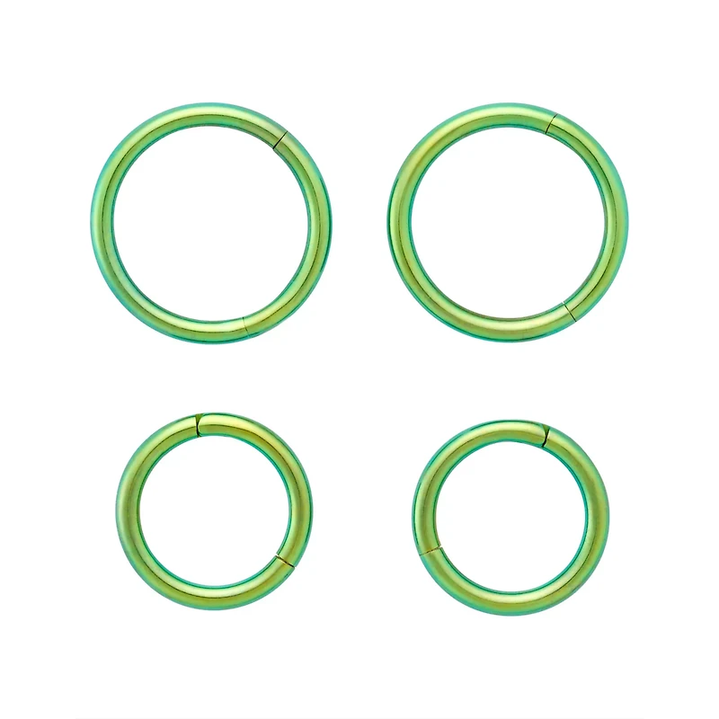 Multi-Pack Green Hinged Hoop Ring - 4 Pack - 16G