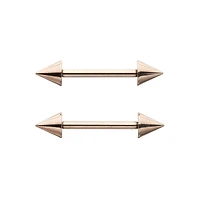 Silvertone Spiked Internally Threaded Nipple Barbells - 14 Gauge