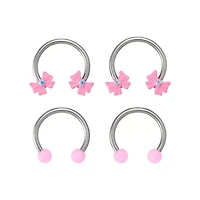 Multi-Pack Coquette Pink Bows Horseshoe Rings 4 Pack - 16 Gauge