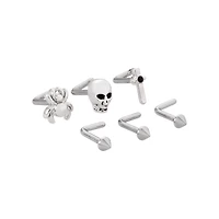 Multi-Pack Spider Skull Knife L-Bend Nose Rings 6 Pack - 18 Gauge