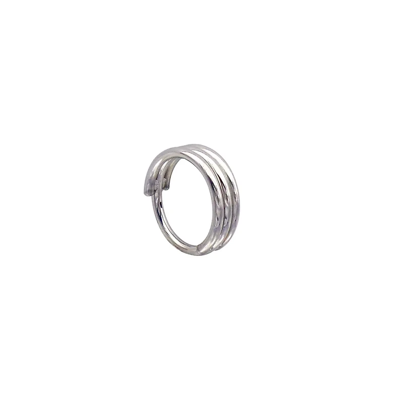 Silvertone Ribbed Hinge Hoop Earring - 16 Gauge