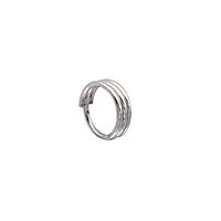 Silvertone Ribbed Hinge Hoop Earring - 16 Gauge