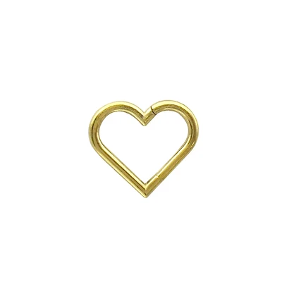 Goldtone Heart Hinged Hoop - 16 Gauge