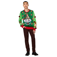 Light-Up Elf Spaghetti Christmas Sweater