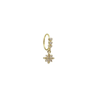 CZ Goldtone Dangle Star Hoop Nose Ring - 20 Gauge