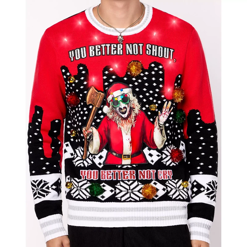 Light-Up Art the Clown Santa Claus Christmas Sweater - Terrifier 3