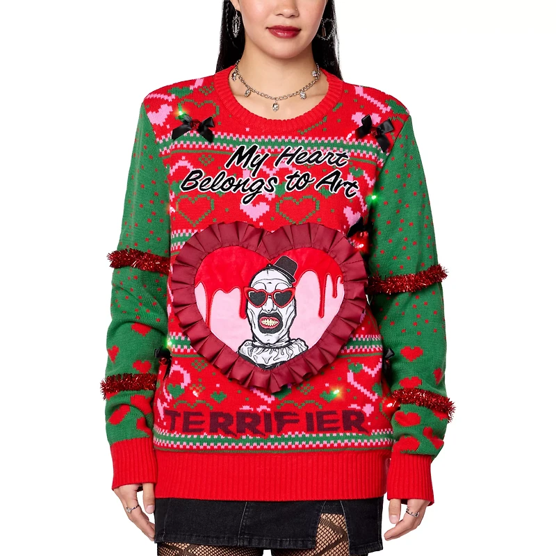 Light-Up My Heart Belongs to Art Christmas Sweater - Terrifier