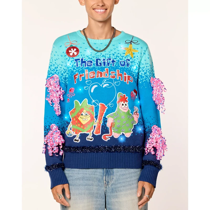 Light-Up SpongeBob SquarePants The Gift of Friendship Christmas Sweater