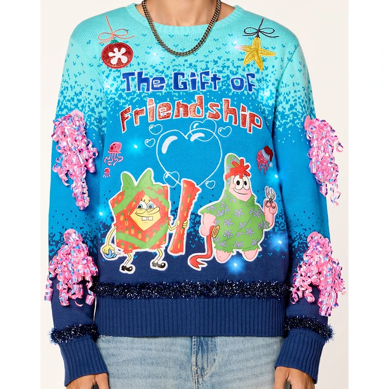 Light-Up SpongeBob SquarePants The Gift of Friendship Christmas Sweater