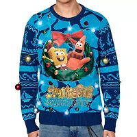 Light-Up SpongeBob SquarePants Wreath Christmas Sweater