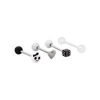 Multi-Pack Black and White Chance at Undying Love Barbells 4 Pack - 14 Gauge