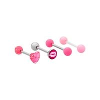 Multi-Pack Lovecore Tongue Barbells 4 Pack - 14 Gauge