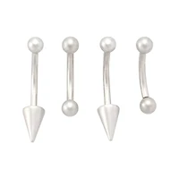 Multi-Pack Silver-Tone XL Spike Curve Barbells 4 Pack - 16 Gauge