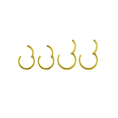 Multi-Pack 14K Gold-Plated Hinged Hoops 4 Pack - 14 Gauge