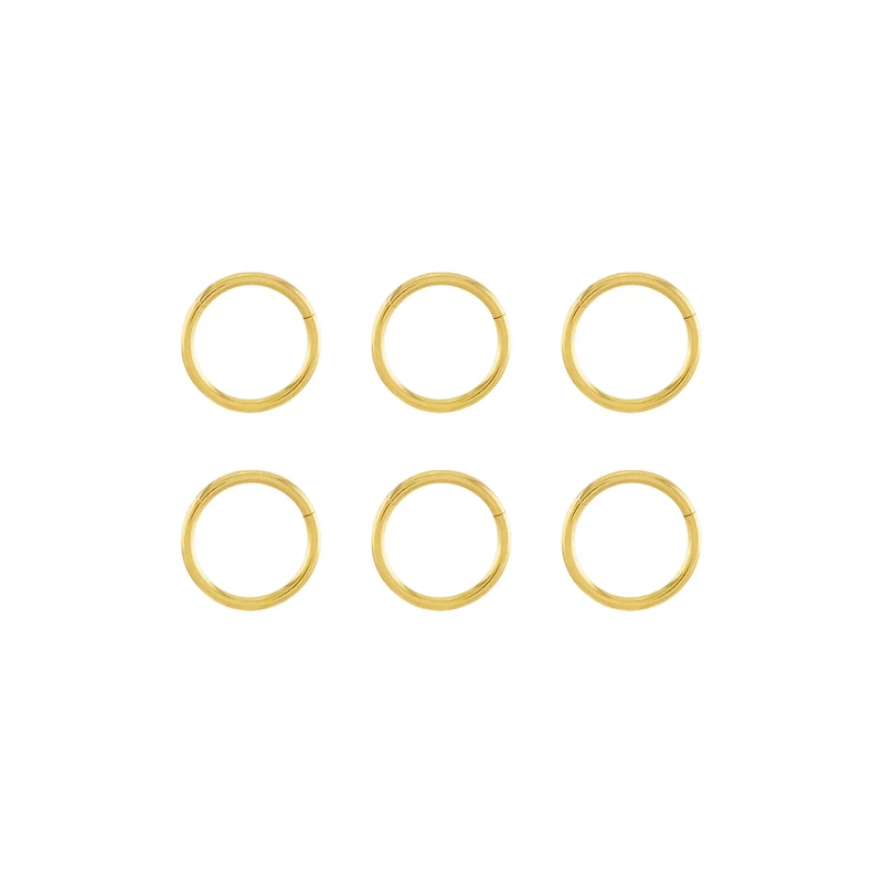 Multi-Pack 14K Gold-Plated Hinged Hoops 6 Pack - 16 Gauge