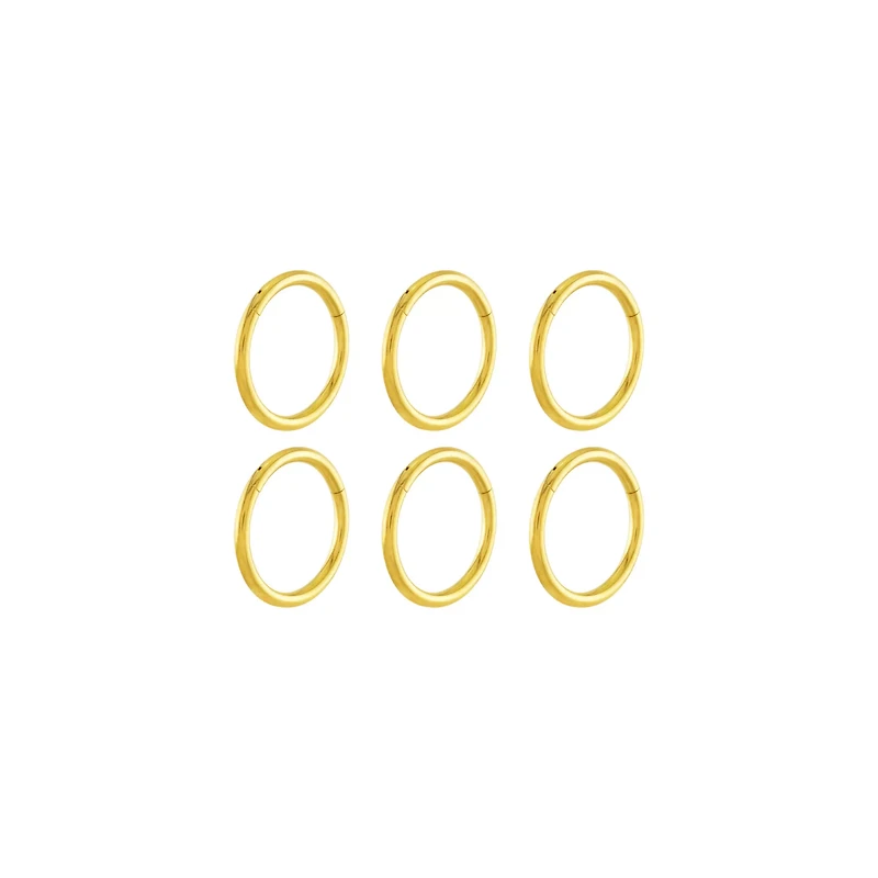 Multi-Pack 14K Gold-Plated Hinged Hoops 6 Pack - 16 Gauge