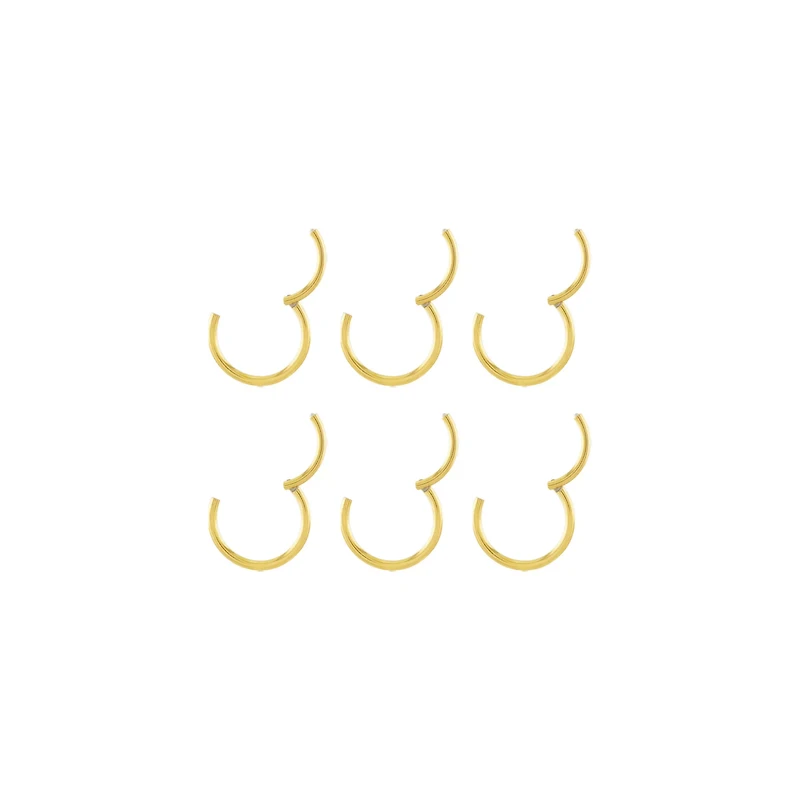 Multi-Pack 14K Gold-Plated Hinged Hoops 6 Pack - 16 Gauge