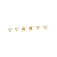 Multi-Pack Goldtone Bow Dangle and Pearl-Effect L-Bend Nose Pins 6 Pack - 20 Gauge