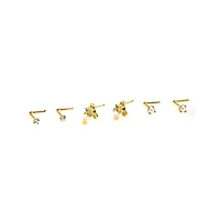 Multi-Pack Goldtone Bow Dangle and Pearl-Effect L-Bend Nose Pins 6 Pack - 20 Gauge