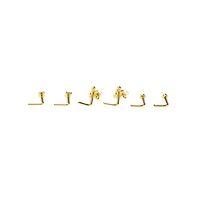 Multi-Pack Goldtone Bow Dangle and Pearl-Effect L-Bend Nose Pins 6 Pack - 20 Gauge