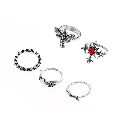 Multi-Pack Red Cross Swords Rings - 5 Pack