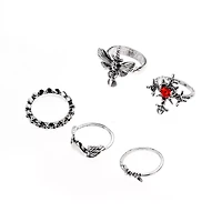 Multi-Pack Red Cross Swords Rings - 5 Pack