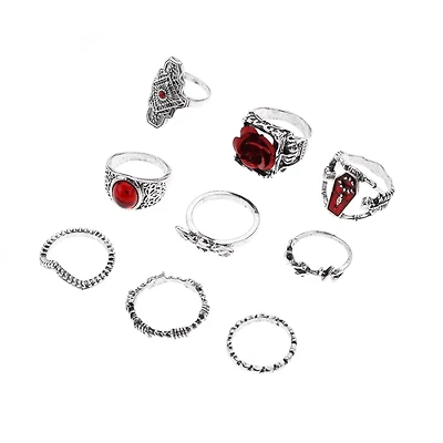 Multi-Pack Rose Stone Coffins Rings - 9 Pack